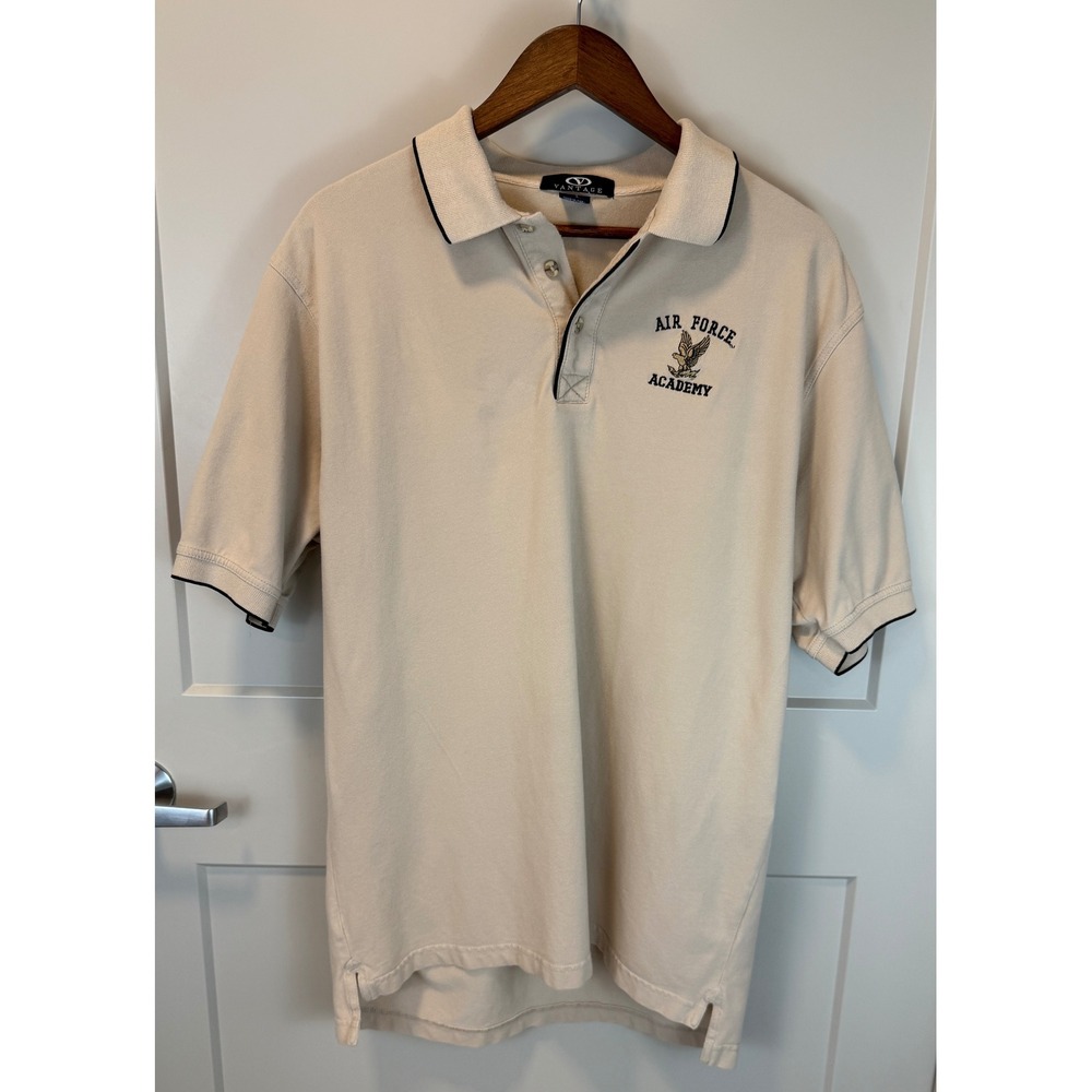 Vantage Air Force‎ Academy Polo Shirt Men's Size Large Beige